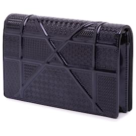 Dior-Dior Black Patent Microcannage Diorama Wallet on Chain-Black