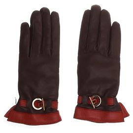 Luvas 360 Cashmere de couro e cashmere marrom Marrom