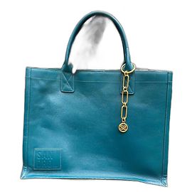 Bolsa tote Sandro em pele azul Azul