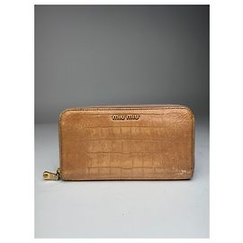 Carteira de couro Miu Miu vintage marrom Marrom