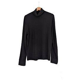 Chanel Pull à col roulé en laine et coton noir Noir
