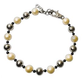 Deslumbrante colar DOLCE & GABBANA com pérolas alternadas e bolas de prata Prata Fora de branco