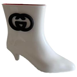 Gucci Interlocking Ankle Boots White Rubber White