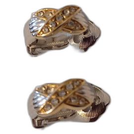 Brincos Dior Clip de Metal Prateado e Dourado com Strass Prata Dourado