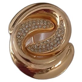Broche Dior métal doré strass Doré