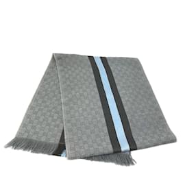 Gucci-Cachecol GG com franjas da Gucci-Marrom,Preto,Azul