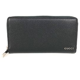 Gucci Black Leather Long Wallet Black