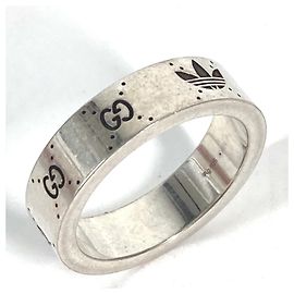 Gucci 702766 Engraved Wide Band Ring Black Silvery