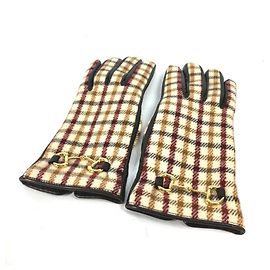 Gucci Check Horsebit Gloves Brown Beige