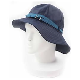 Hermès Hermes Belted Hat Polyester Polyamide Hat Silvery Blue Navy blue Light blue