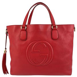 Gucci Soho Leather Tote Bag Red
