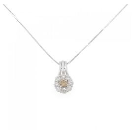 Autre Marque Au750 Flower Diamant-Halskette Silber