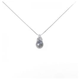 Autre Marque Collana in Perla Nera K18WG Argento