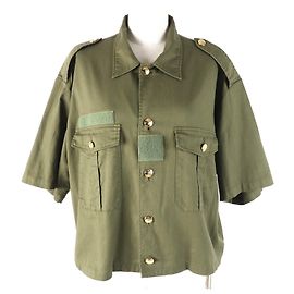 Céline Camisa de algodón Celine Triomphe Verde Caqui