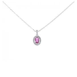 Autre Marque Au750 Ruby Diamond Necklace Red