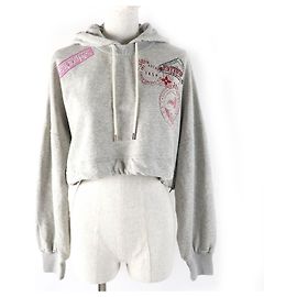 Sudadera Crop de Algodón con Estampado de Viaje Flight Mode Louis Vuitton Gris