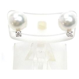 Brincos de pérolas Akoya e diamantes MIKIMOTO PE-766PU K18WG Branco