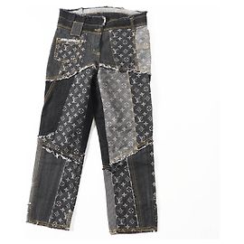 Louis Vuitton Monogram Patchwork Baumwoll-Polyurethan-Jeans Blau Andere