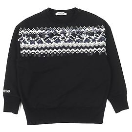 Sweatshirt en coton brodé de logo Valentino avec perles Noir