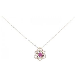 Autre Marque K10PG Flower Ruby Necklace Pink
