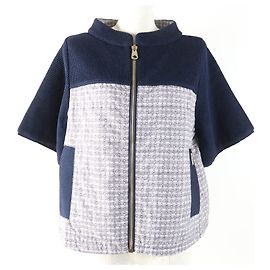 Autre Marque Bark Logo Metal Viscose Polyamide Short Sleeve Jacket Blue Navy blue