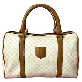 Céline Bolsa de mão Celine Macadam Trionfo em PVC e couro Marrom Branco