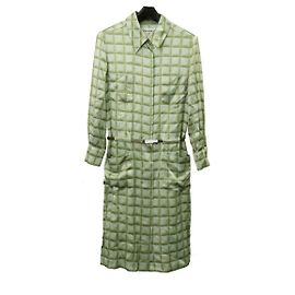 Vestido de seda 100% Chanel Coco Mark Verde