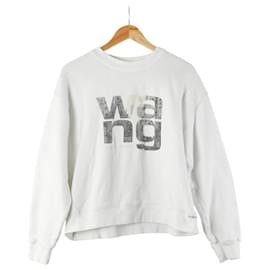 Moletom de algodão com logo Alexander Wang Branco Cinza
