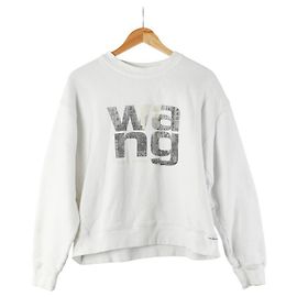 Sweatshirt en coton avec logo Alexander Wang Blanc Gris