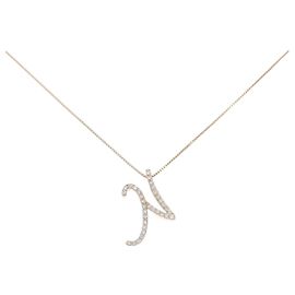 Autre Marque Au750 Diamond Initial N Pendant Necklace Pink