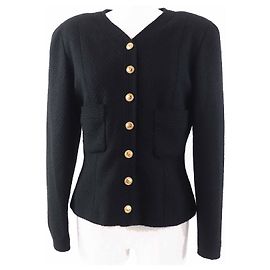 Chanel COCO Mark Wool Jacket Black Golden