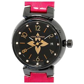 Montre Tambour en Acier Inoxydable Louis Vuitton Noir