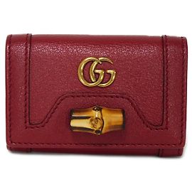 Gucci Diana Bamboo Calf Leather Key Case Red