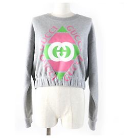 Sweatshirt en coton avec imprimé G entrelacé Gucci Gris