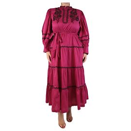 Antik Batik Robe brodée violette à volants - taille S Violet