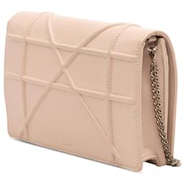 Dior-Dior Brown Grained Calfskin Diorama Wallet on Chain-Brown,Flesh