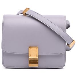 Céline Celine Pequena Caixa Clássica em Couro Roxo Roxo