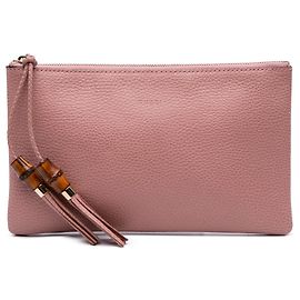 Clutch de couro de bezerro rosa Gucci com alça de bambu Rosa