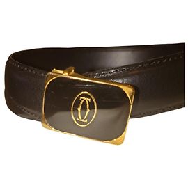 Cartier Black Leather Belt Black