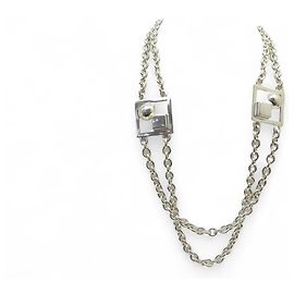 VINTAGE PACO RABANNE HALSKETTE LANGKETTE 70CM SILBERMETALL Silber