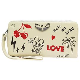 NEUF PORTEFEUILLE ZADIG & VOLTAIRE COMPAGNON LOVE TAG LWSG03659 CUIR WALLET Blanc
