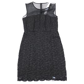 Diane Von Furstenberg Vestido Nisha DVF em renda preta com ilusão sem mangas Preto