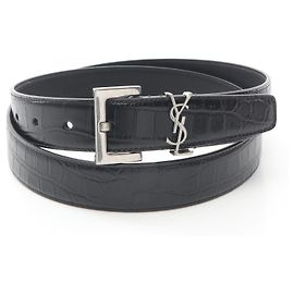 Yves Saint Laurent Saint Laurent Cassandra Leather Belt Black