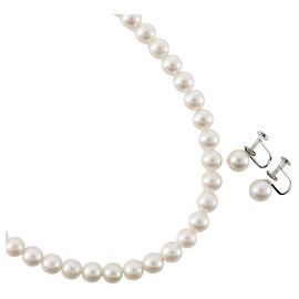 Autre Marque Conjunto de joias 2 em 1 em prata branca K14 com pérolas Branco