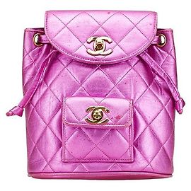 Chanel Coco Mark Matelasse Lambskin Backpack Silvery Pink