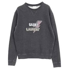 Yves Saint Laurent Sweatshirt en coton Saint Laurent Paris Marron Gris