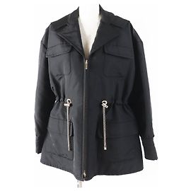 Chanel COCO MarkChain Silk Polyester Hoodie Jacket Black