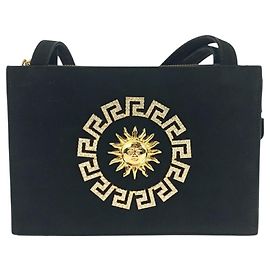Sac 2 en 1 en daim Sunburst de Versace Noir