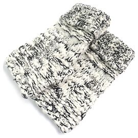 Luvas de lã e cashmere COCO Mark com strass Chanel P39194 Preto Branco