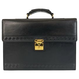 Serviette en cuir Versace Noir